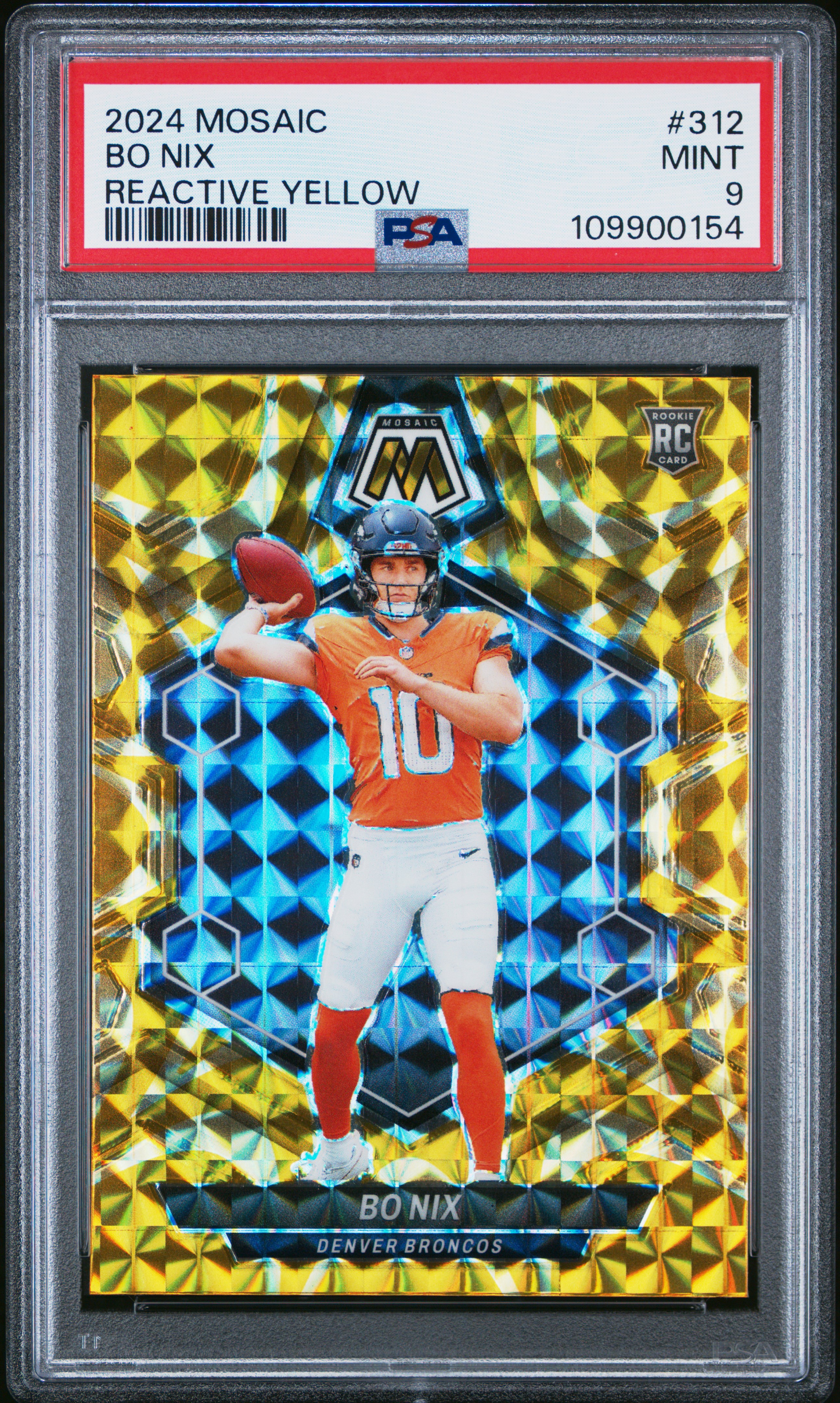 2024 Panini Mosaic Bo Nix #312 (Reactive Yellow) Mint 9 back