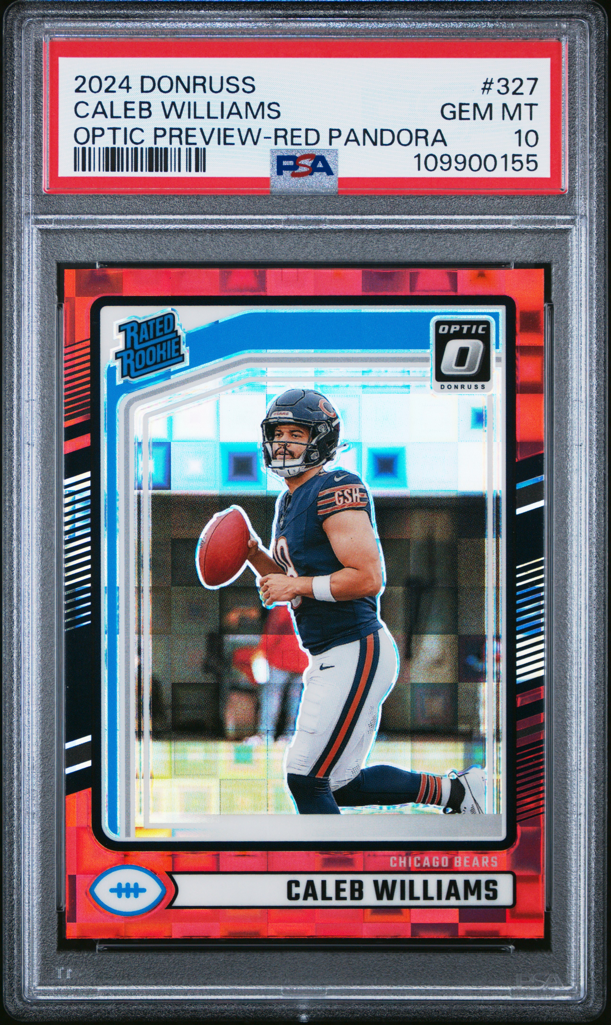 2024 Panini Donruss Caleb Williams #327 (Optic Preview-Red Pandora) Gem Mt 10 back