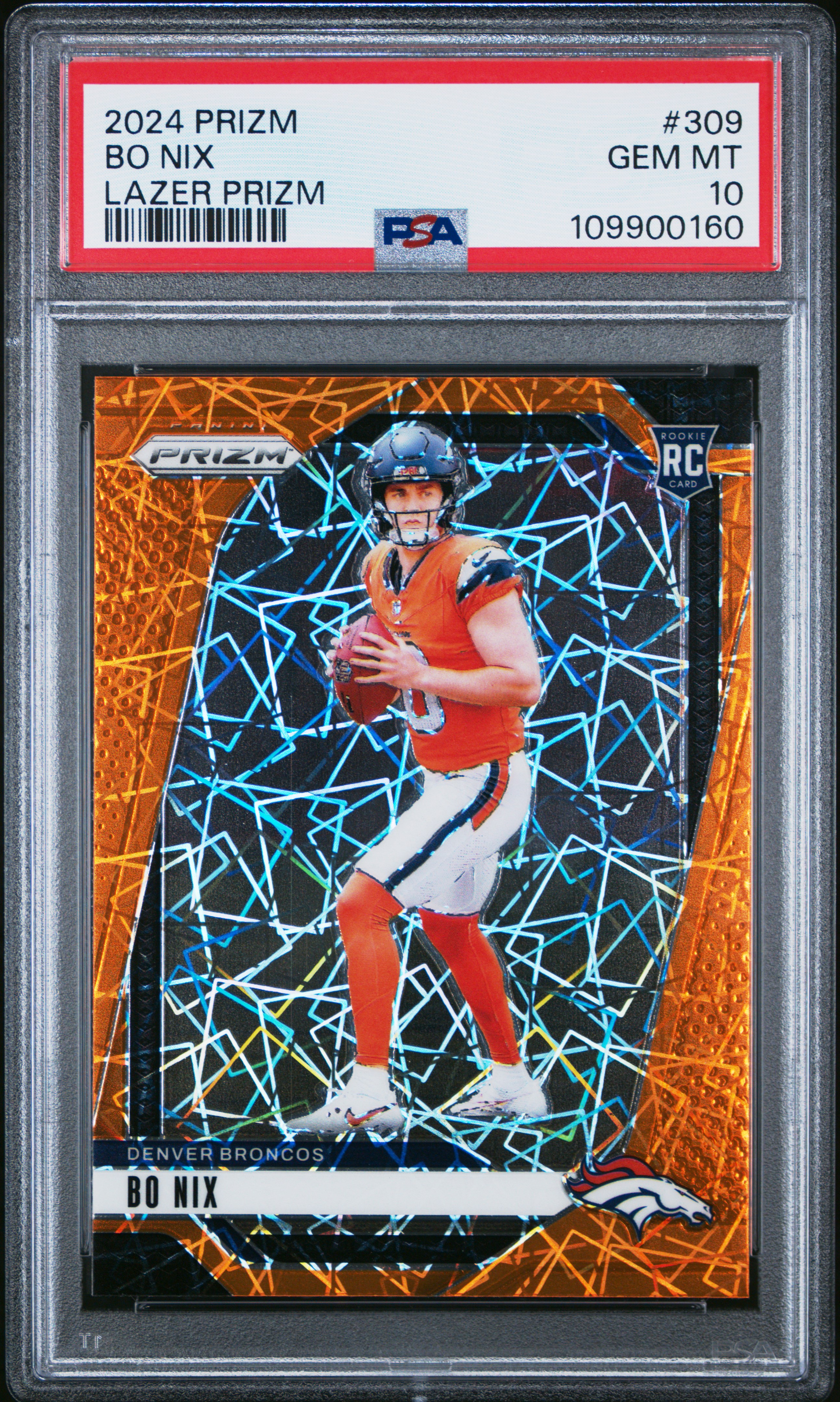 2024 Panini Prizm Bo Nix #309 (Lazer Prizm) Gem Mt 10 back