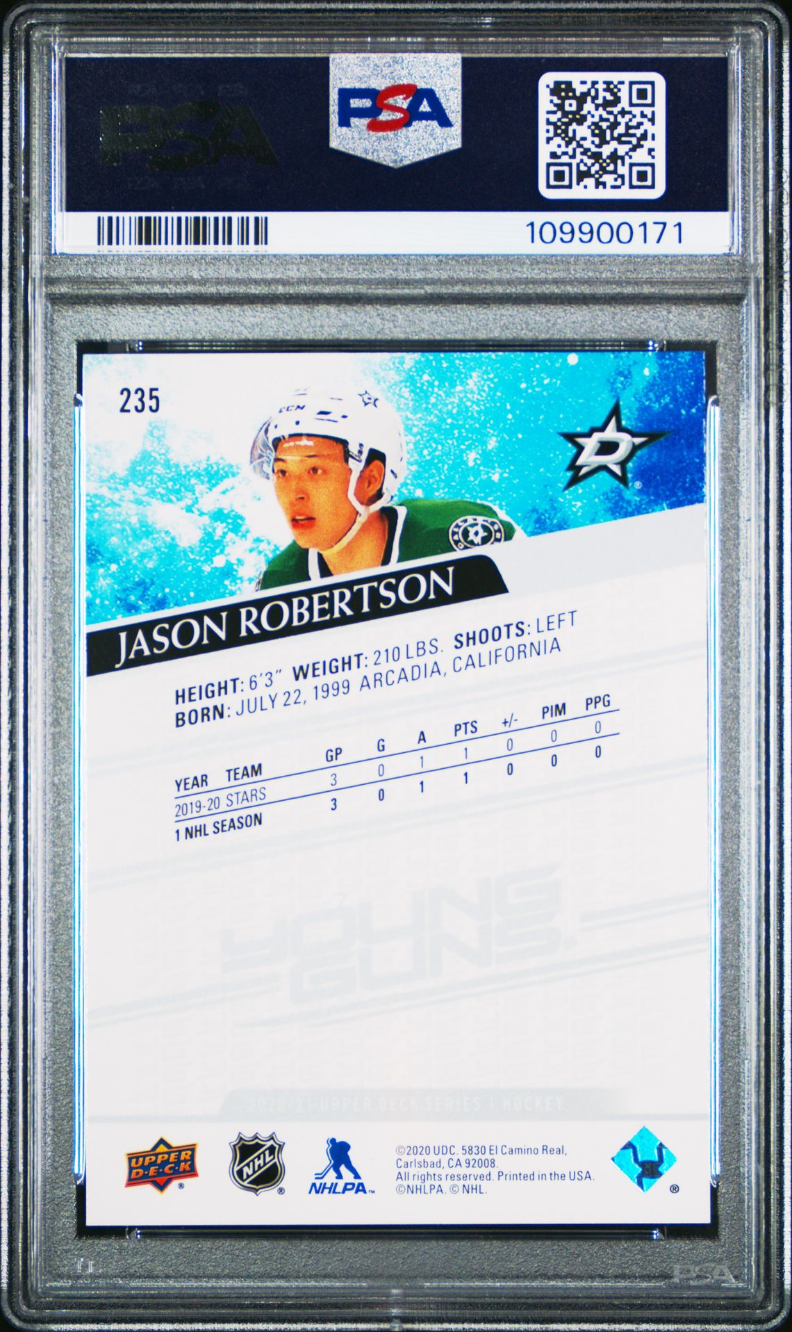 2020 Upper Deck Jason Robertson #235 Mint 9 back