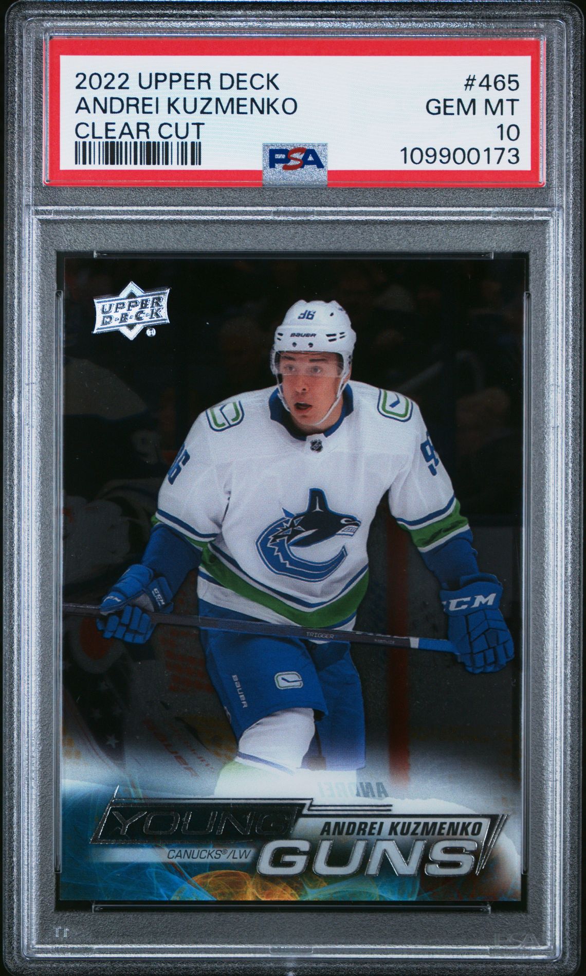 2022 Upper Deck Andrei Kuzmenko #465 (Clear Cut) Gem Mt 10 front