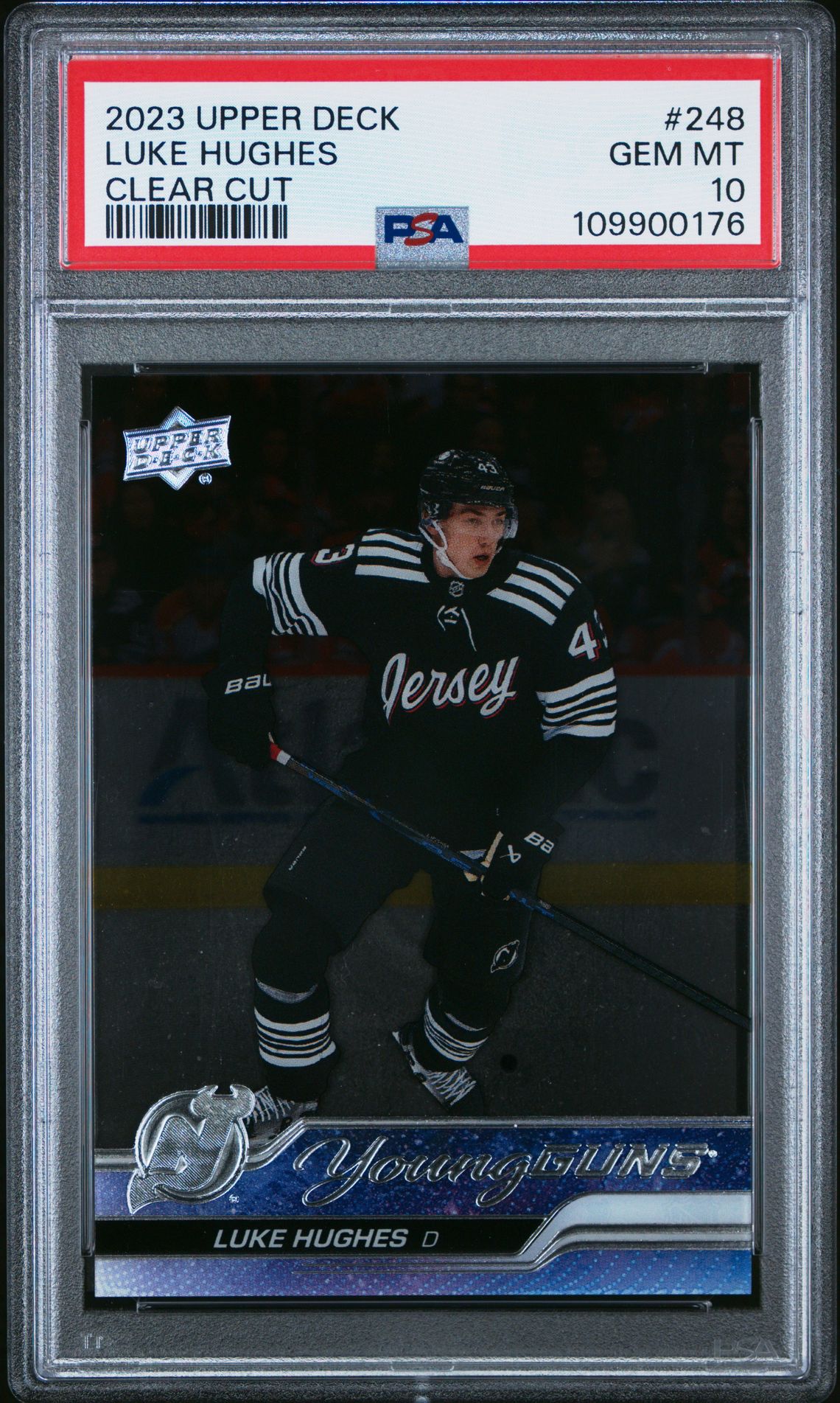 2023 Upper Deck Luke Hughes #248 (Clear Cut) Gem Mt 10 front