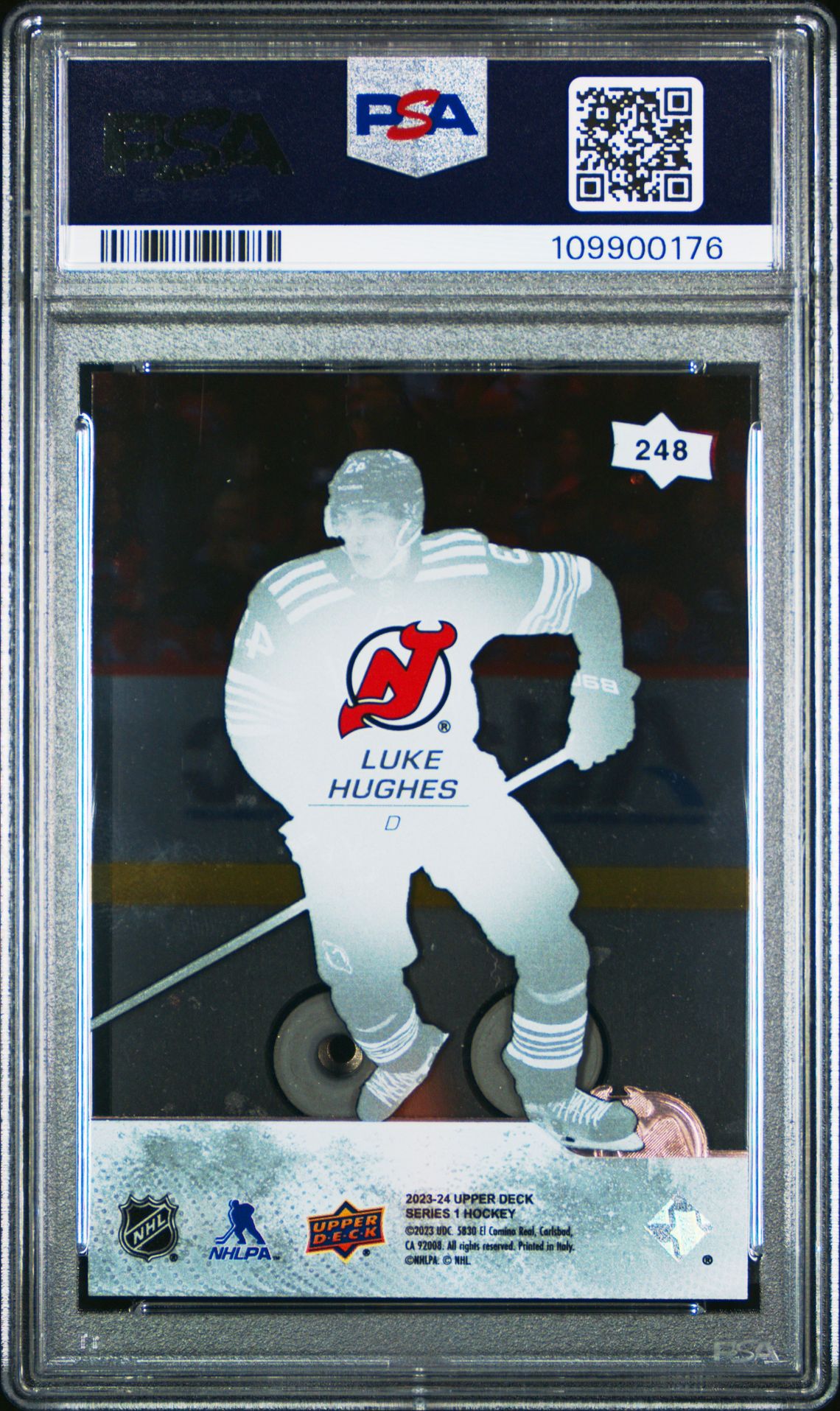 2023 Upper Deck Luke Hughes #248 (Clear Cut) Gem Mt 10 back