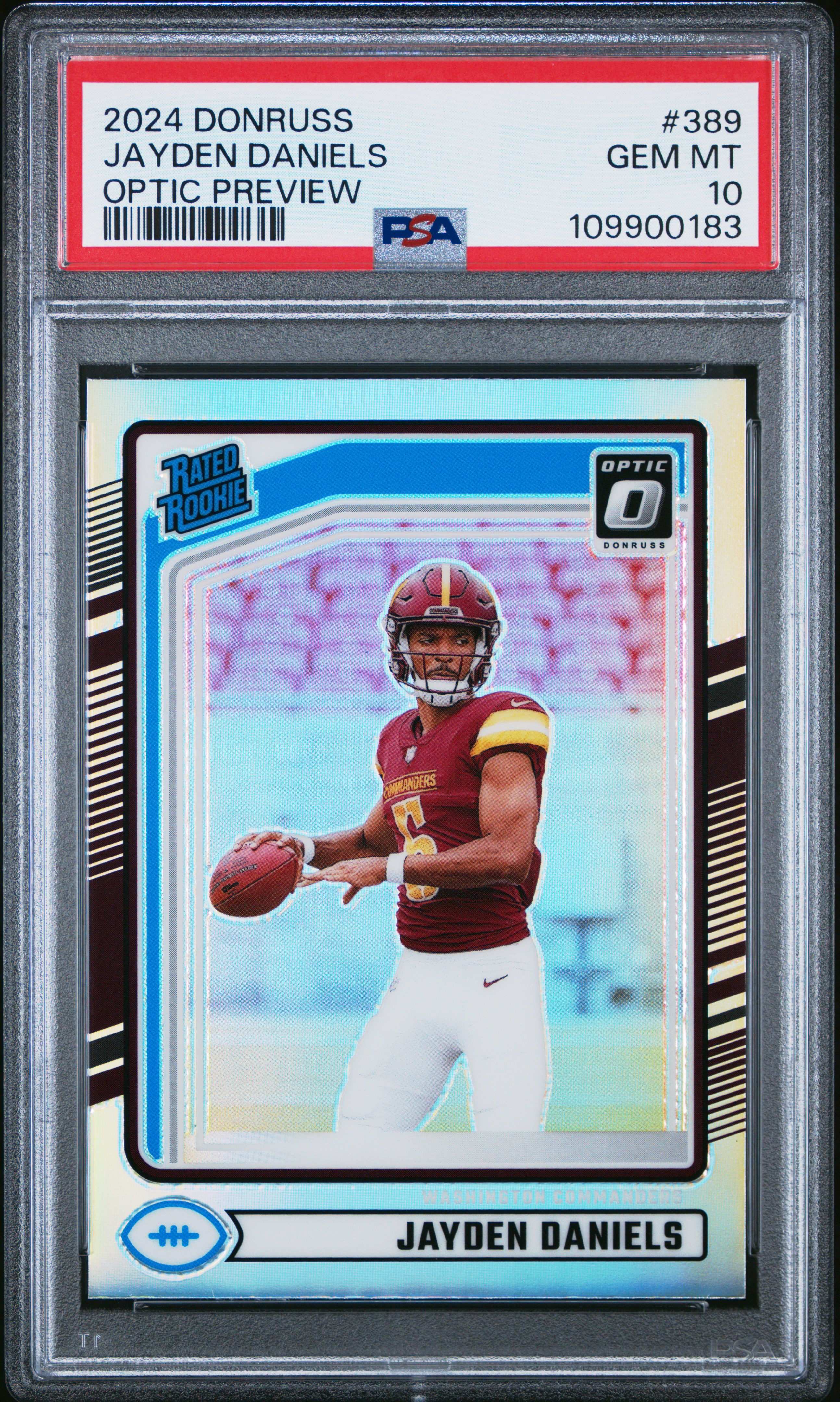 2024 Panini Donruss Jayden Daniels #389 (Optic Preview) Gem Mt 10 back