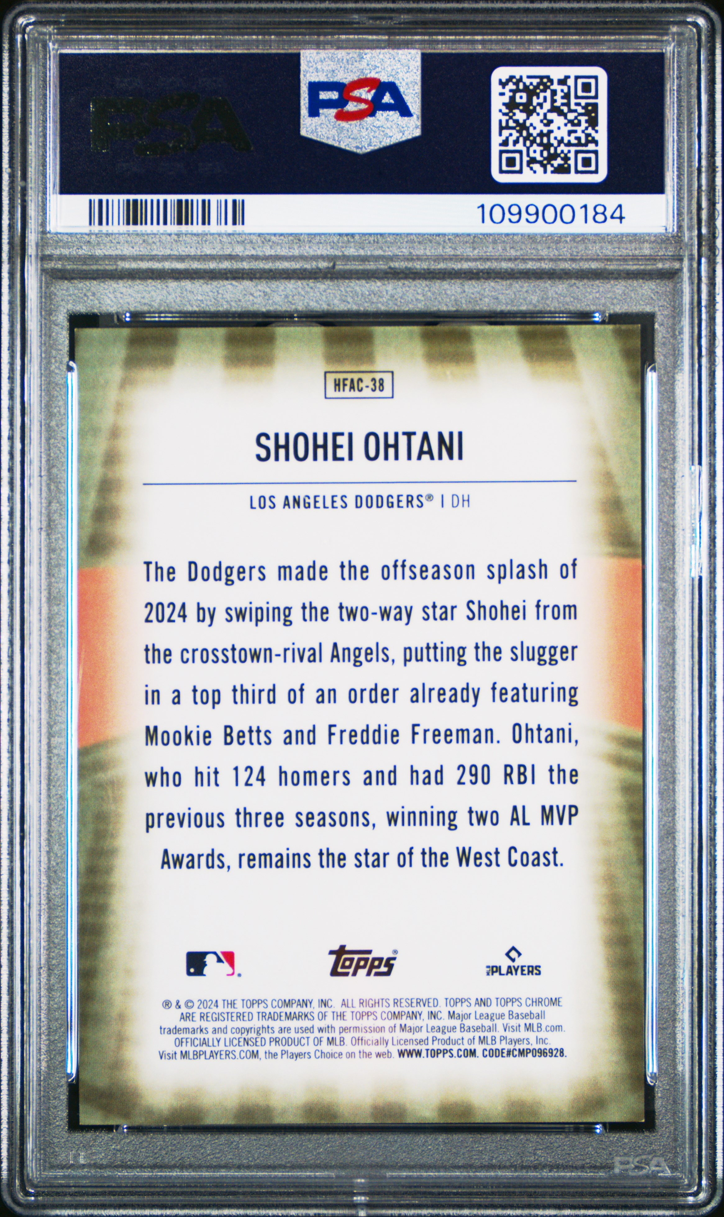 2024 Topps Chrome Update Home Field Advantage Shohei Ohtani #38 Mint 9 front