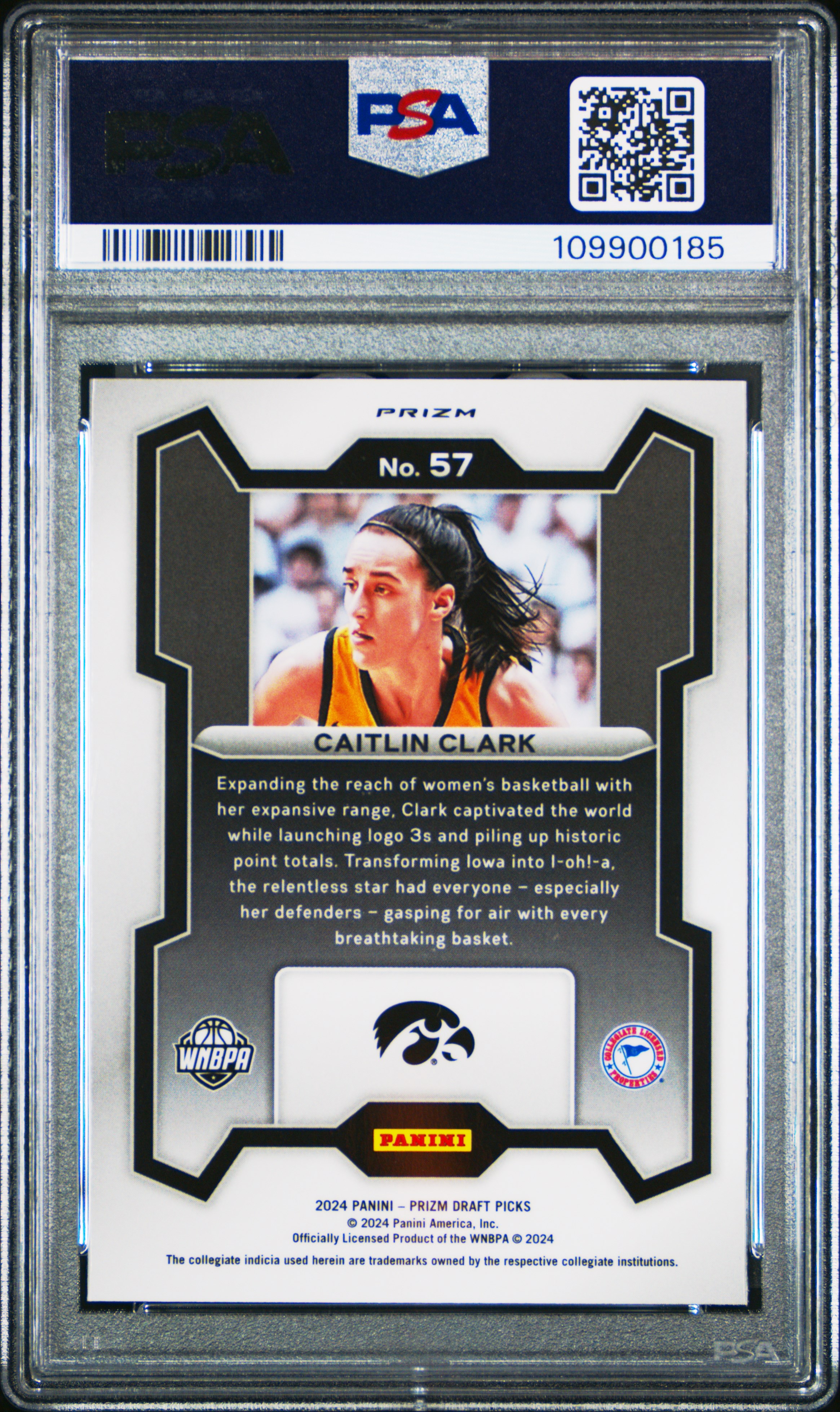 2024 Panini Prizm Draft Picks Caitlin Clark #57 (Silver Prizm) Gem Mt 10 front
