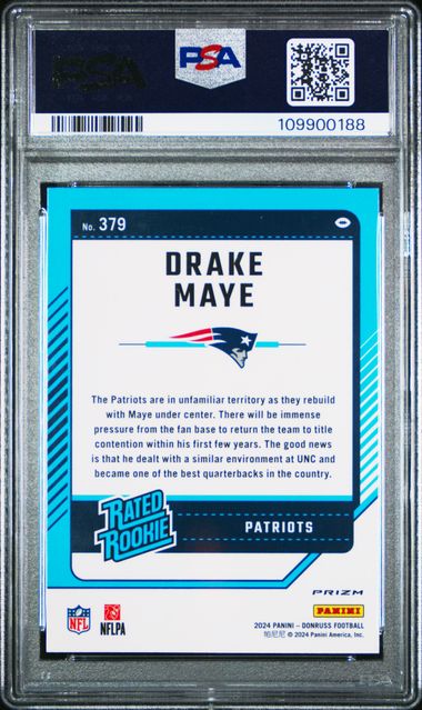 2024 Panini Donruss Drake Maye #379 (Optic Preview-Pink) Gem Mt 10 back