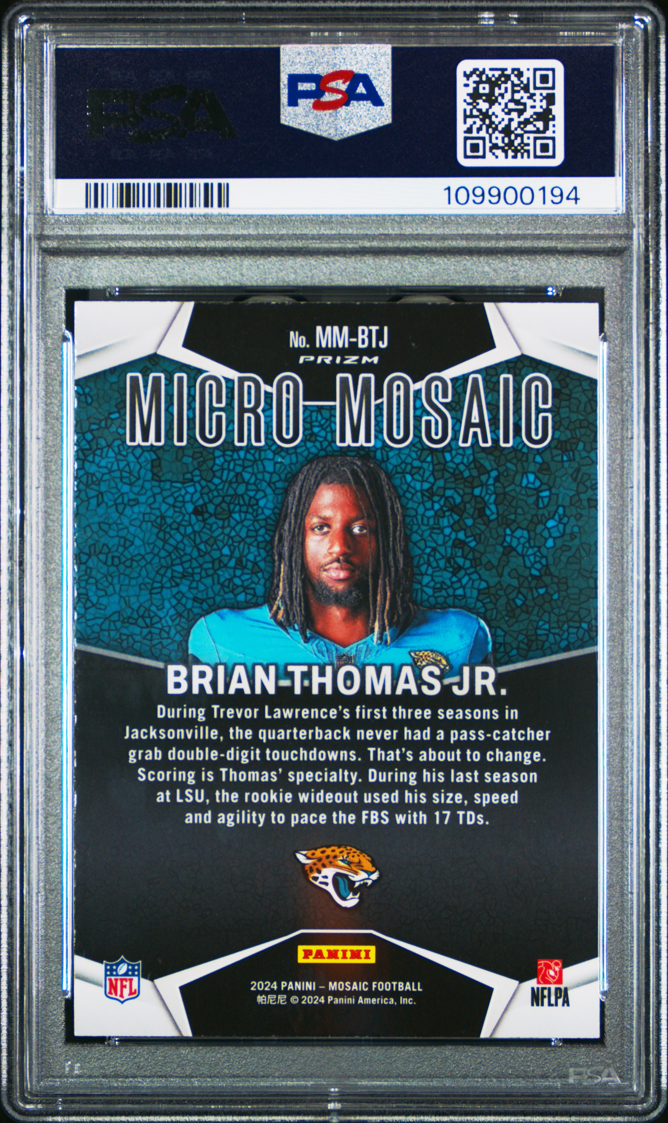 2024 Panini Mosaic Micro Mosaic Brian Thomas Jr. #Mmbtj Gem Mt 10 front