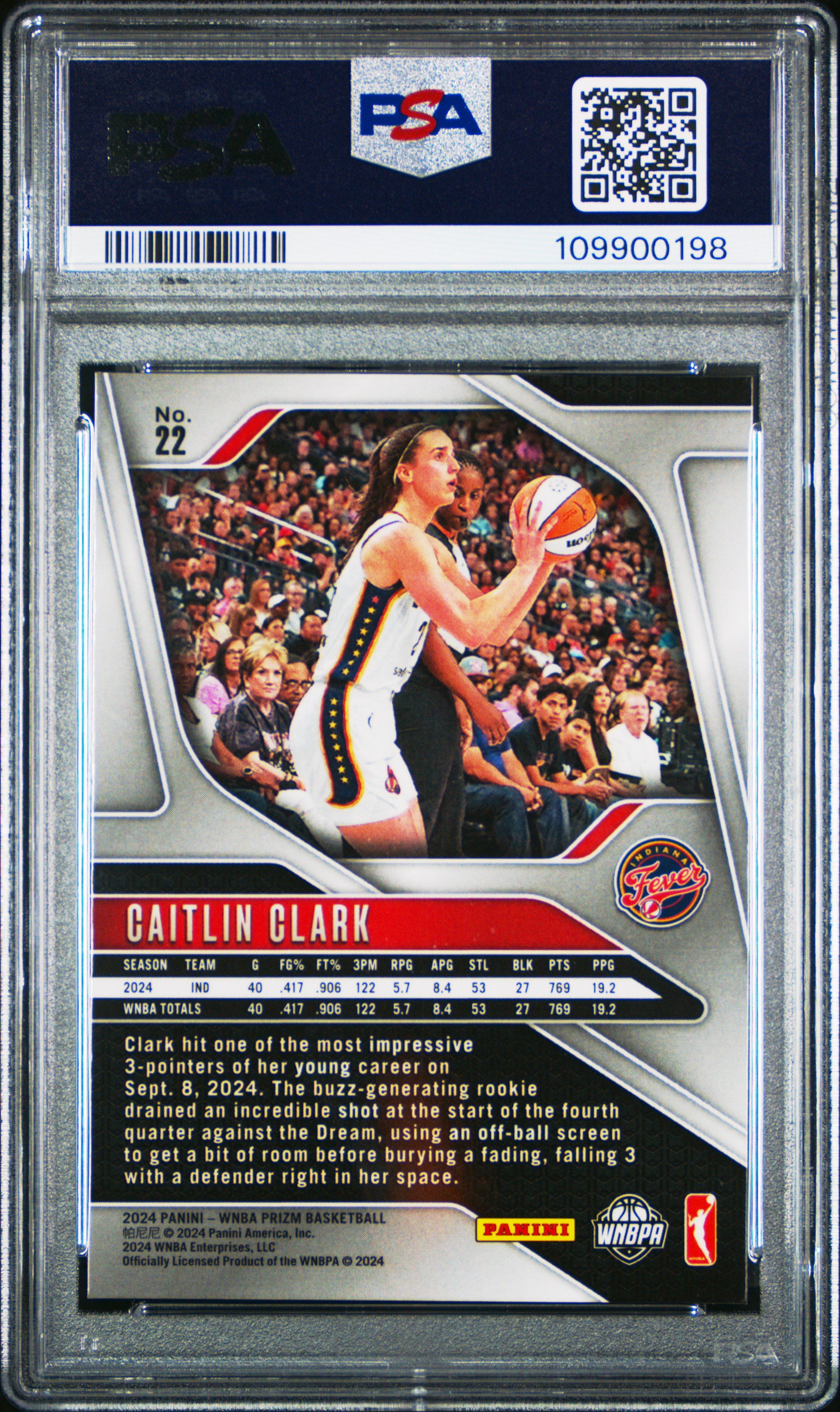 2024 Panini Prizm Wnba Caitlin Clark #22 Mint 9 front