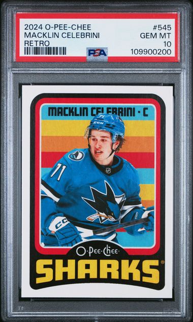2024 Upper Deck O-Pee-Chee Macklin Celebrini #545 (Retro) Gem Mt 10 front