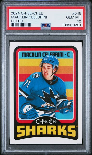 2024 Upper Deck O-Pee-Chee Macklin Celebrini #545 (Retro) Gem Mt 10 front