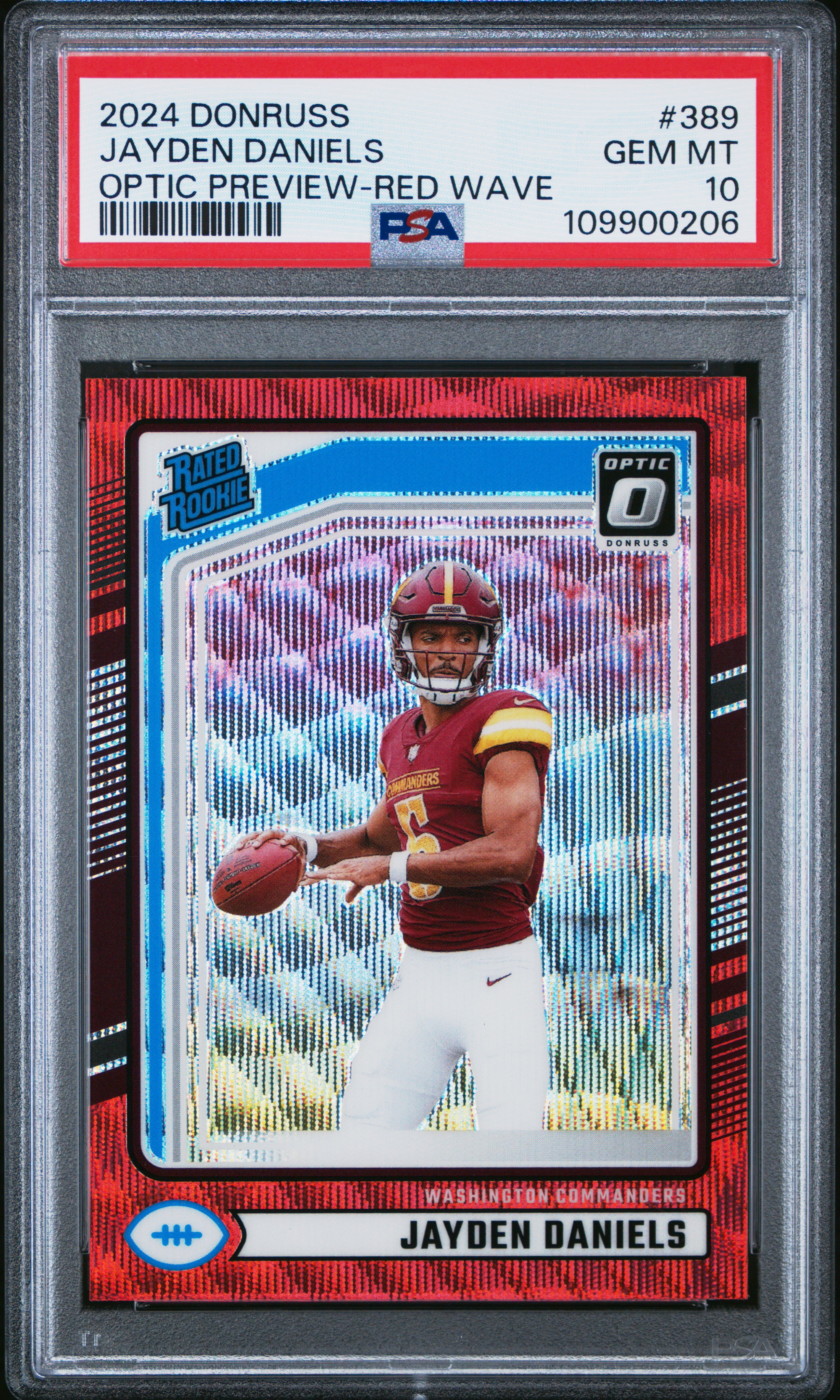 2024 Panini Donruss Jayden Daniels #389 (Optic Preview-Red Wave) Gem Mt 10 back