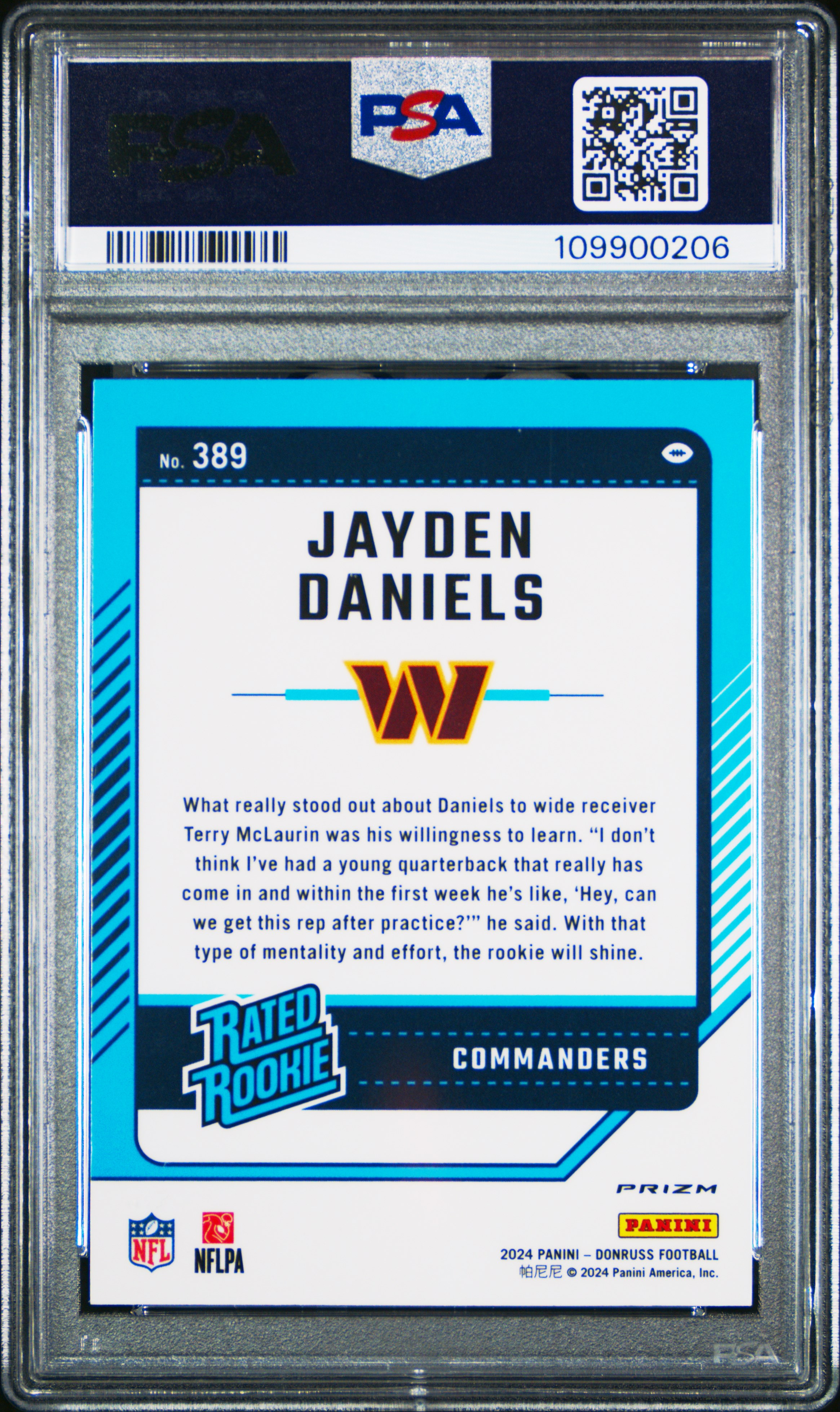 2024 Panini Donruss Jayden Daniels #389 (Optic Preview-Red Wave) Gem Mt 10 front