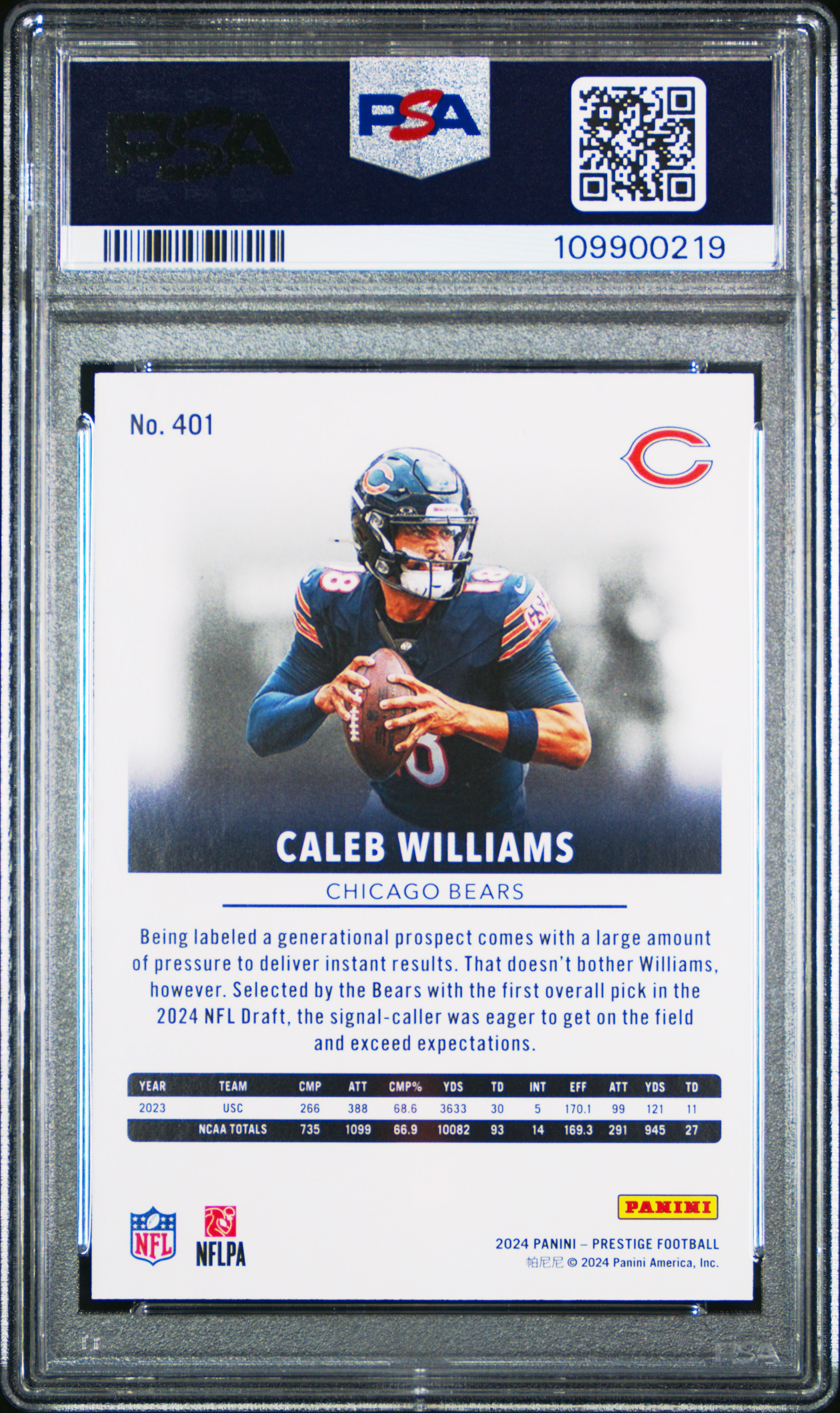 2024 Panini Prestige Caleb Williams #401 Gem Mt 10 front