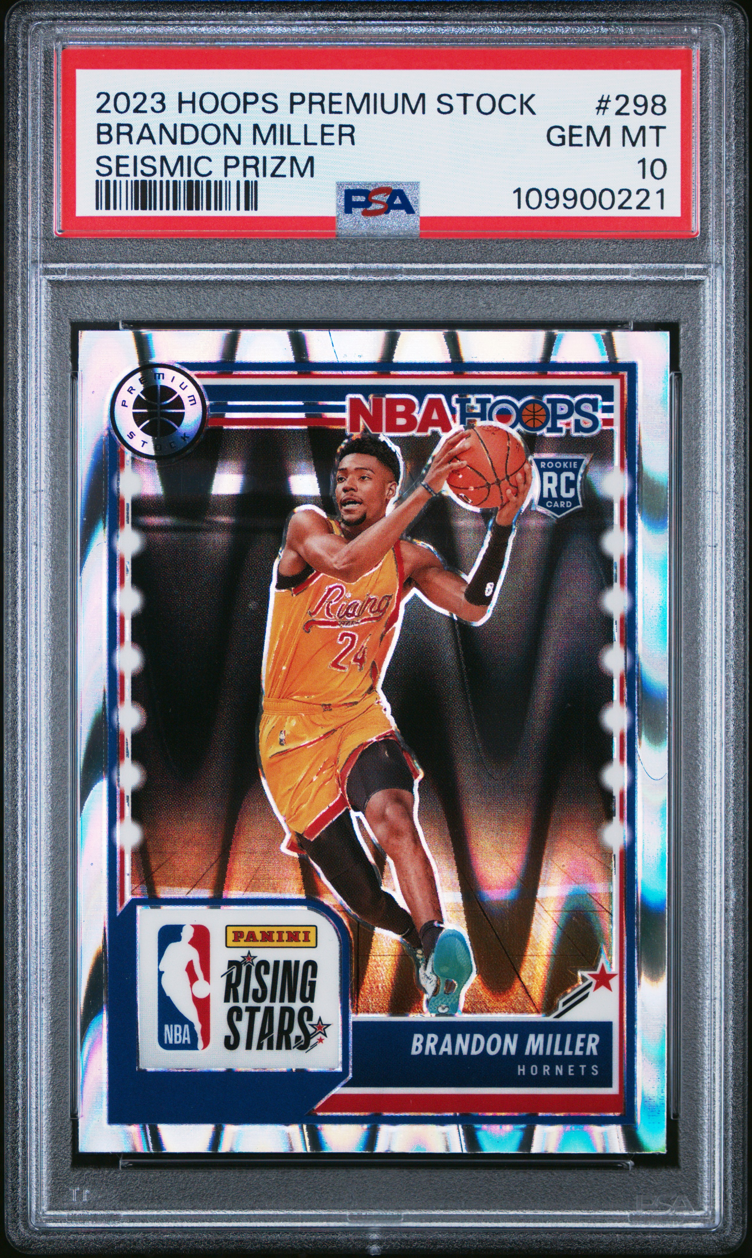 2023 Panini Hoops Premium Stock Brandon Miller #298 (Seismic Prizm) Gem Mt 10 back