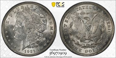 1921 $1 Morgan MS62