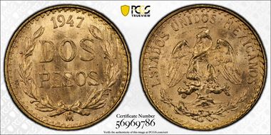 1947-Mo 2 Peso KM-461 MS66