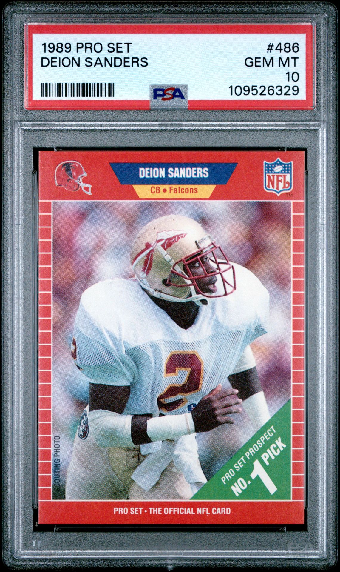 1989 Pro Set Deion Sanders #486 Gem Mt 10 front