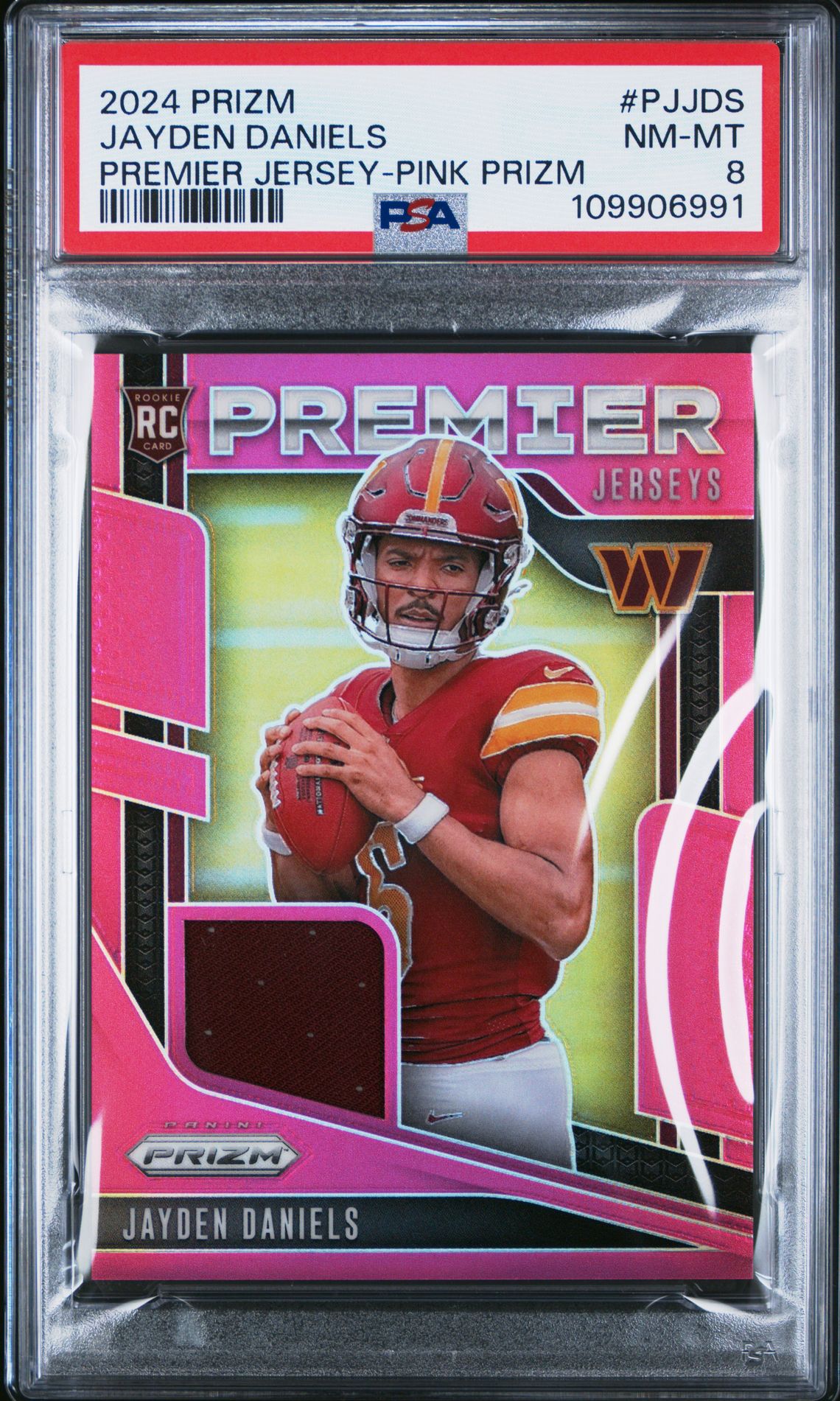 2024 Panini Prizm Premier Jerseys Jayden Daniels #Pjjds (Premier Jersey-Pink Prizm) Nm-Mt 8 front