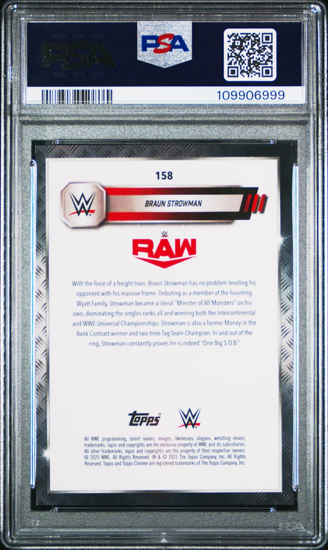 2025 Topps Chrome Wwe Braun Strowman #158 (Gold Refractor) Mint 9 back