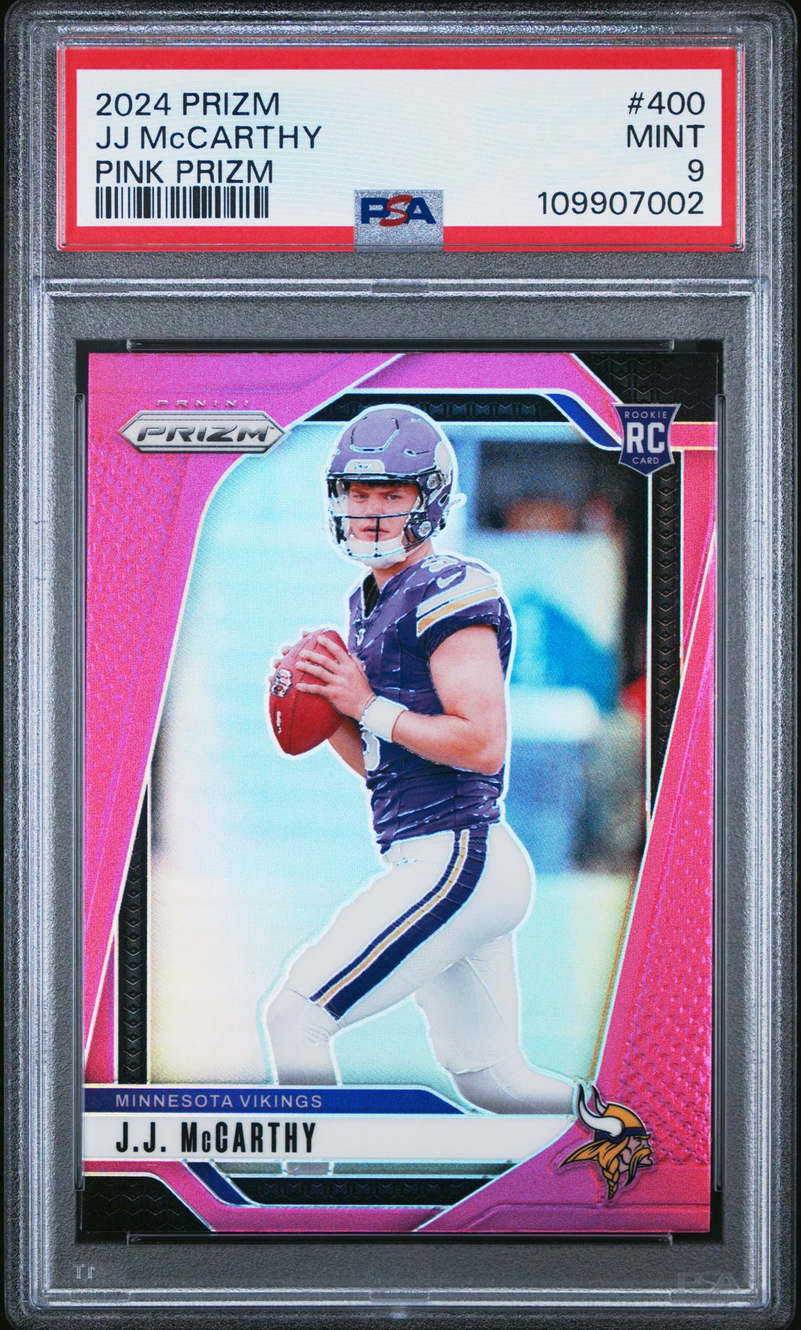 2024 Panini Prizm Jj Mccarthy #400 (Pink Prizm) Mint 9 front
