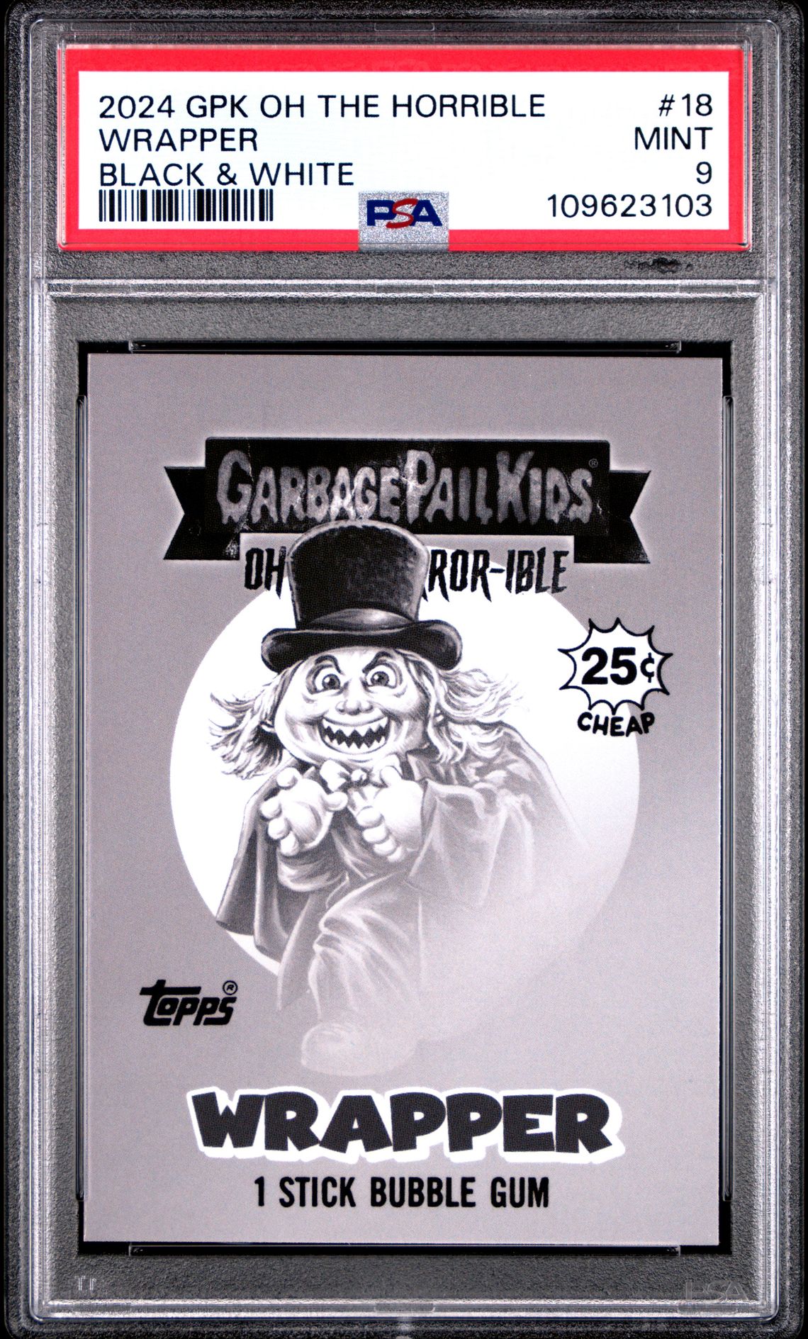 2024 Garbage Pail Kids GARBAGE PAIL KIDS OH THE HORROR-IBLE Black #18 Wrapper front