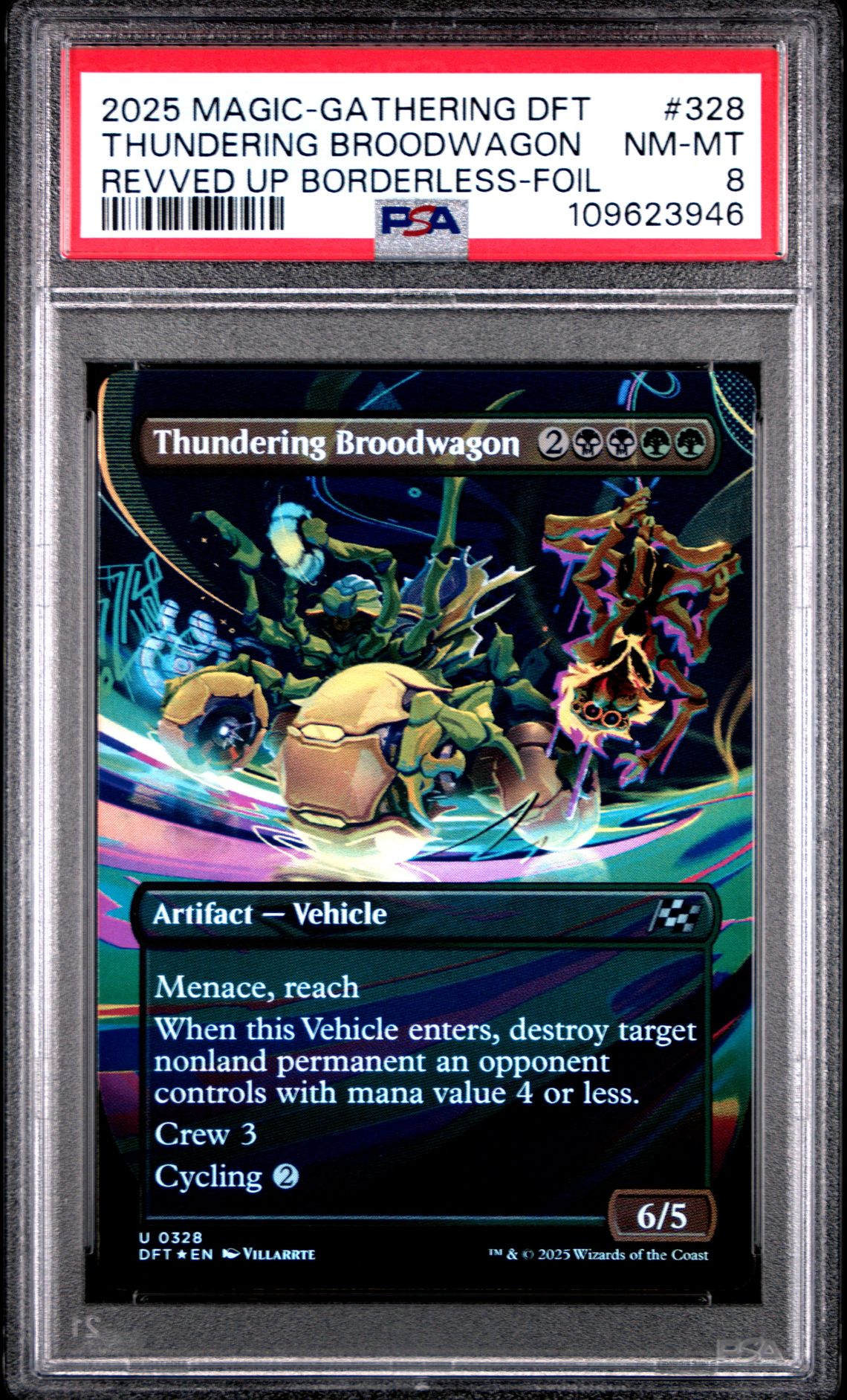 2025 MTG MAGIC THE GATHERING AETHERDRIFT REVVED UP BORDERLESS-FOIL #0328 Thundering Broodwagon front