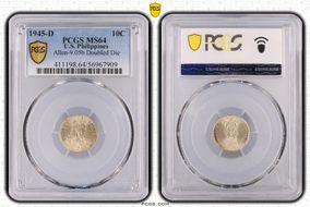 1945-D 10C Allen-9.05b Doubled Die MS64