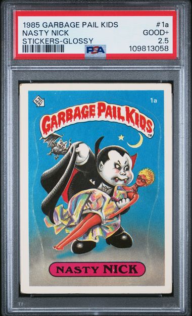 1985 Topps Garbage Pail Kids Series 1 Stickers/Base-Glossy #1a Nasty Nick front