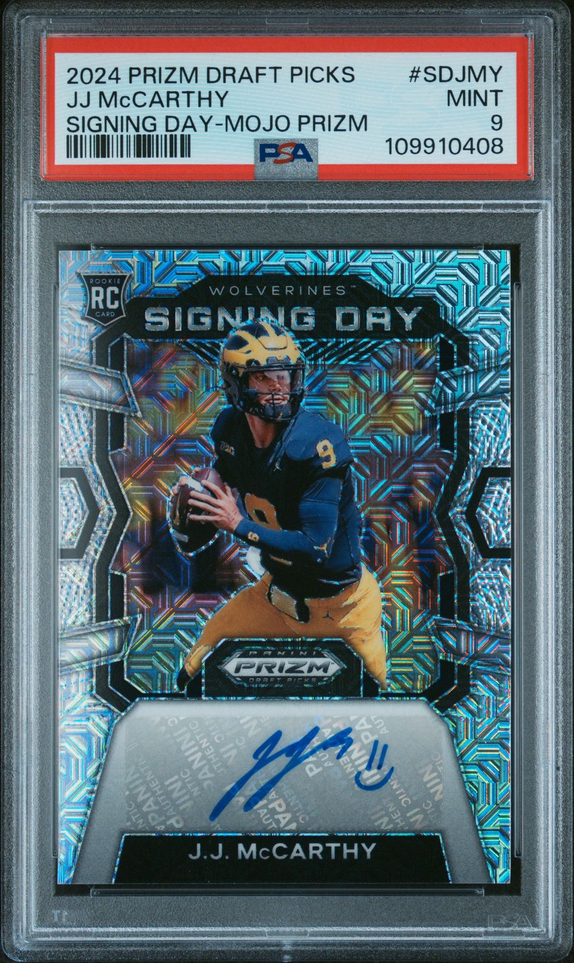 2024 Panini PANINI PRIZM DRAFT PICKS SIGNING DAY MOJO PRIZM #SDJMY Jj Mccarthy front