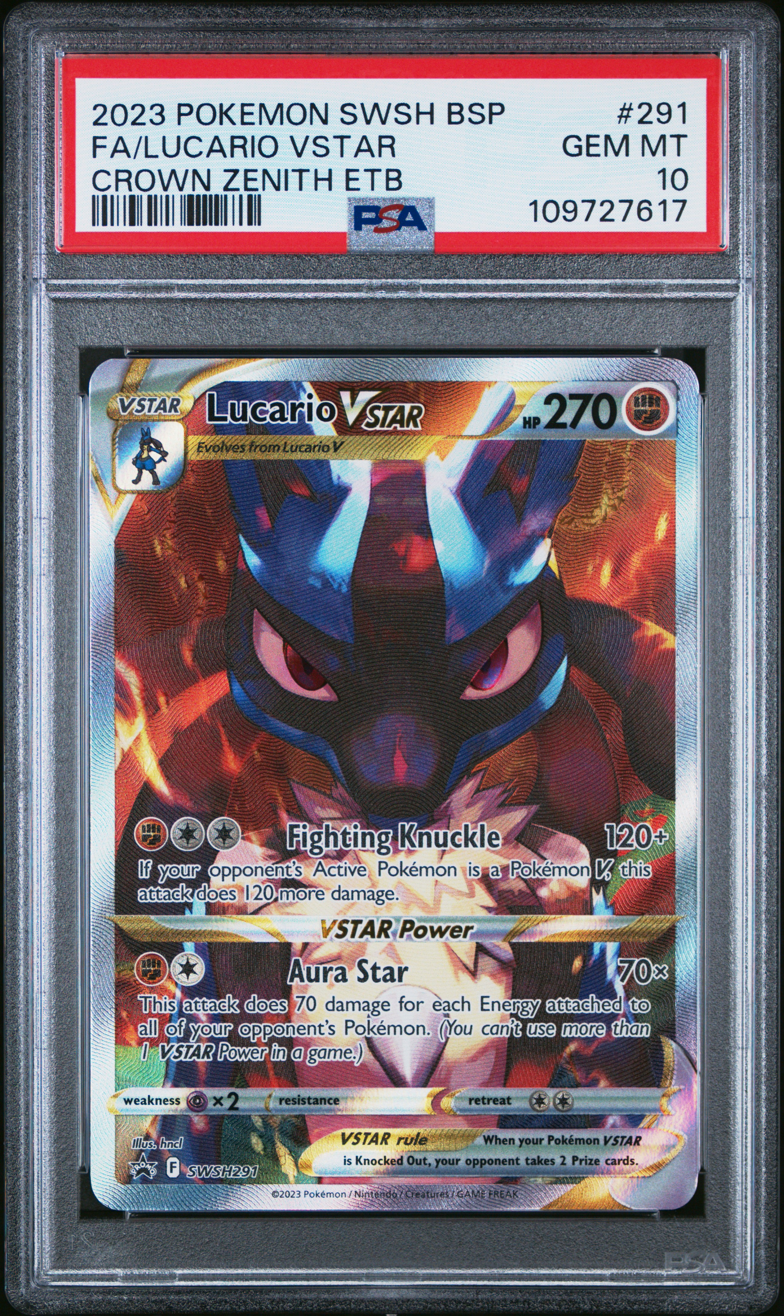 2023 #291 Full Art/Lucario Vstar PSA 10 Swsh Black Star Promo