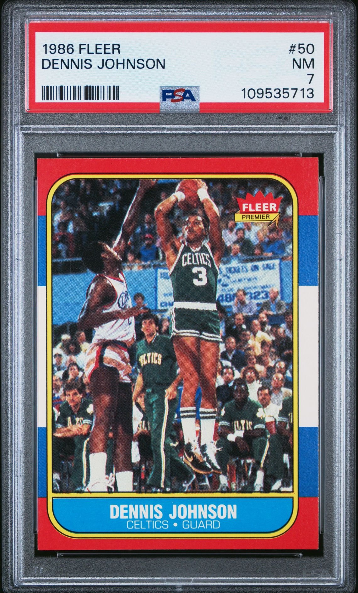 1986 Fleer Dennis Johnson #50 Nm 7 front