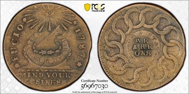 1787 Fugio 1C Club Rays, Newman 3-D XF40BN