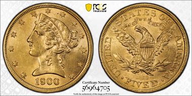 1900 $5 MS61