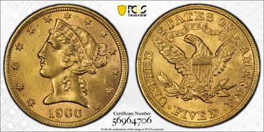 1900 $5 MS62