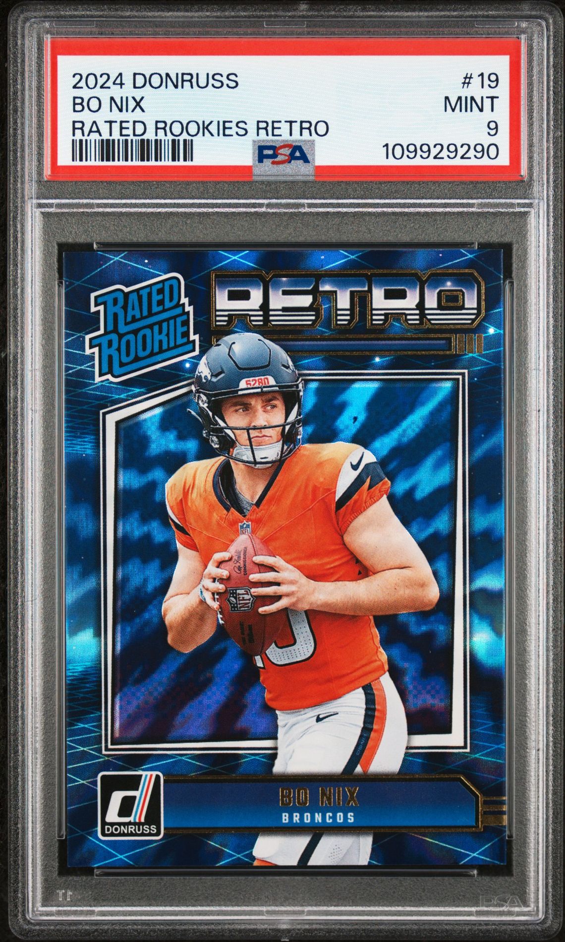 2024 Panini Donruss Rated Rookies Retro Bo Nix #19 Mint 9 front