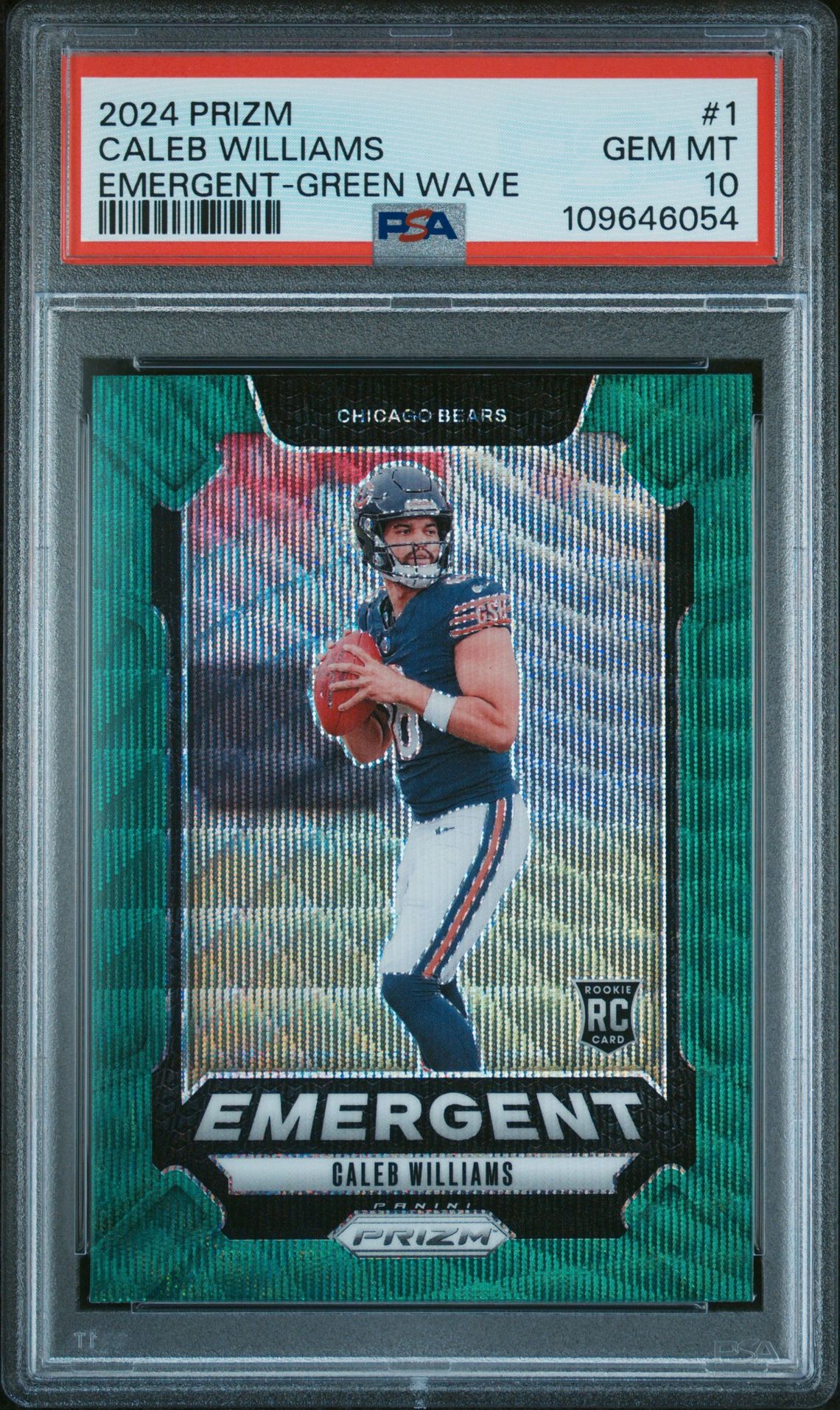 2024 Panini PANINI PRIZM EMERGENT GREEN WAVE #1 Caleb Williams front