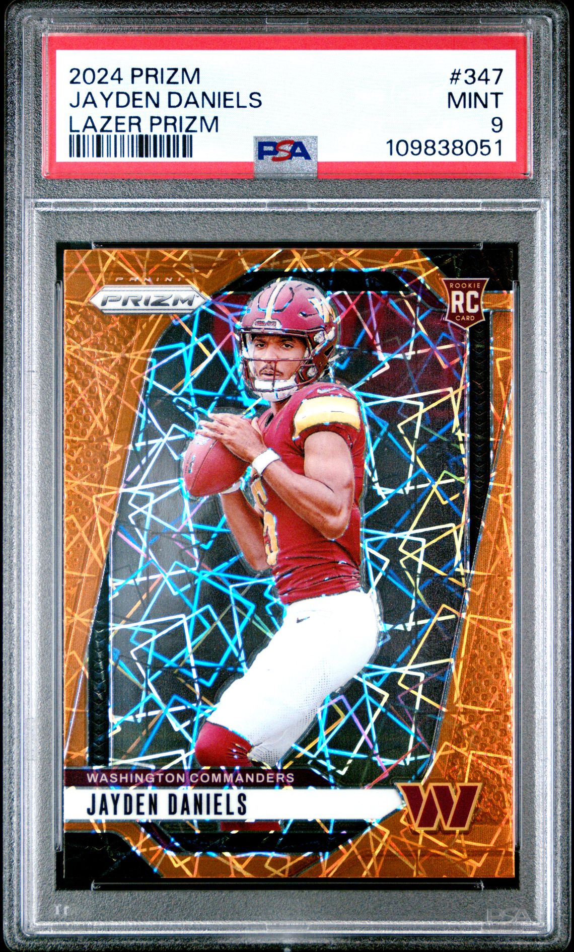 2024 Panini Prizm Jayden Daniels #347 (Lazer Prizm) Mint 9 front