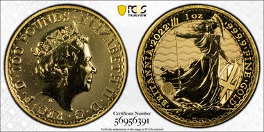 2022 £100 Britannia Au MS68