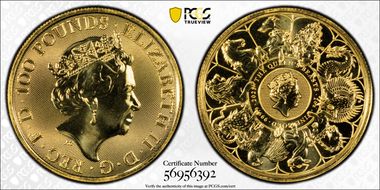 2021 £100 Queen's Beasts - Completer MS69