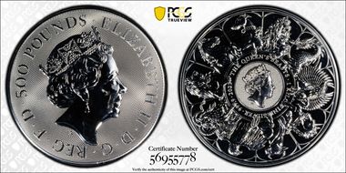 2021 £500 Queen's Beasts - Completer Silver 1 kg MS65