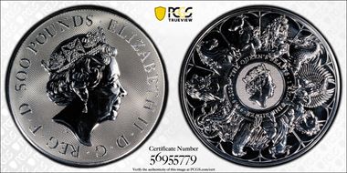 2021 £500 Queen's Beasts - Completer Silver 1 kg MS65