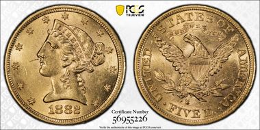 1882-S $5 N1