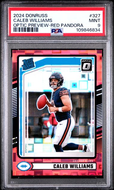 2024 Panini Donruss Caleb Williams #327 (Optic Preview-Red Pandora) Mint 9 front