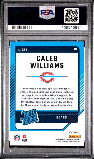 2024 Panini Donruss Caleb Williams #327 (Optic Preview-Red Pandora) Mint 9 back