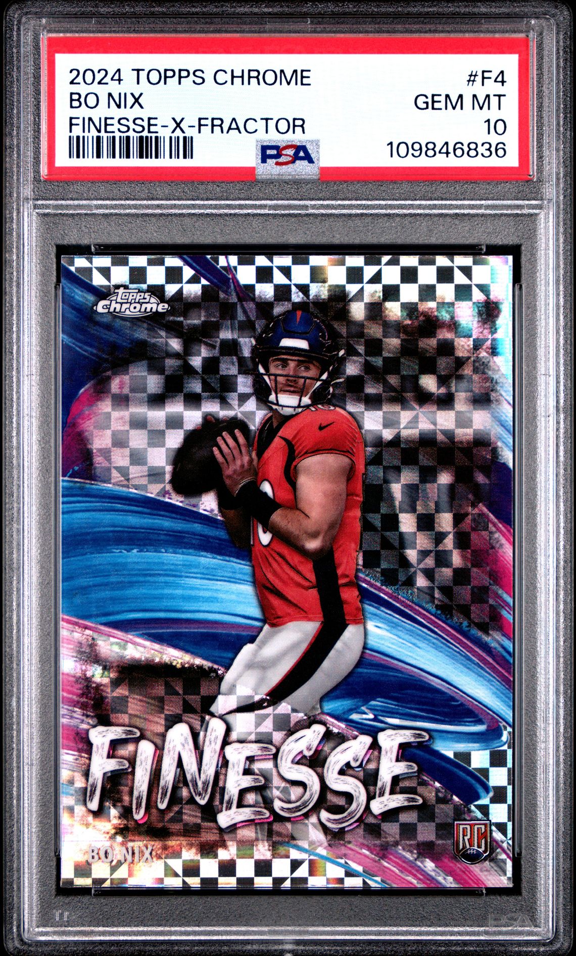 2024 Topps Chrome Finesse Bo Nix #F4 (Finesse-X-Fractor) Gem Mt 10 front