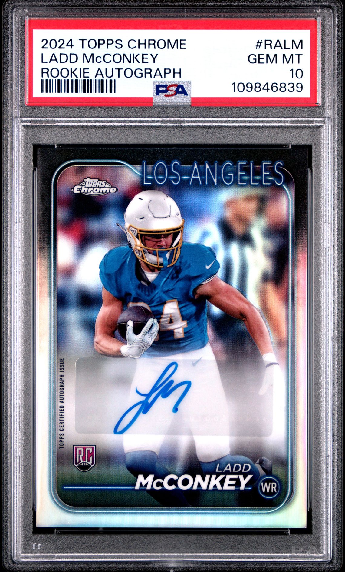 2024 Topps Chrome Rookie Autographs Variations Ladd Mcconkey #Ralm Gem Mt 10 front