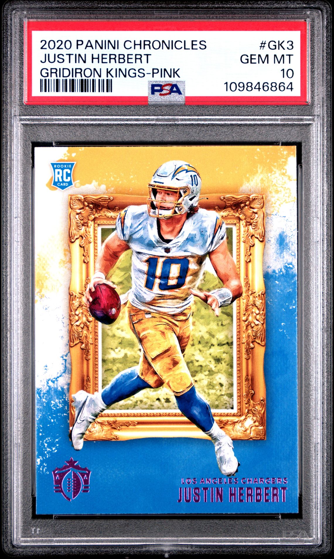 2020 Panini Chronicles Gridiron Kings Justin Herbert #Gk3 (Gridiron Kings-Pink) Gem Mt 10 front