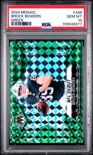 2024 Panini Mosaic Brock Bowers #286 (Green) Gem Mt 10 front