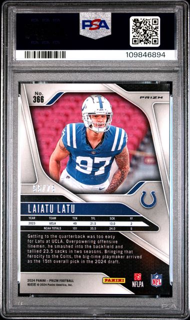 2024 Panini Prizm Laiatu Latu #366 (Green Scope) Mint 9 back
